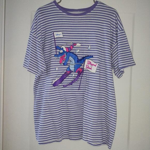 Vintage 90s Disney's Blizzard Beach - Ice Gator - RARE Striped T-Shirt - NO TAG - Picture 2 of 8